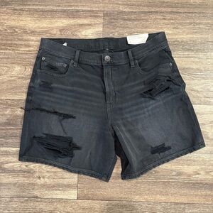 NWT American Eagle Black Bermuda 90s Boyfriend Jean Shorts 16 / 33w